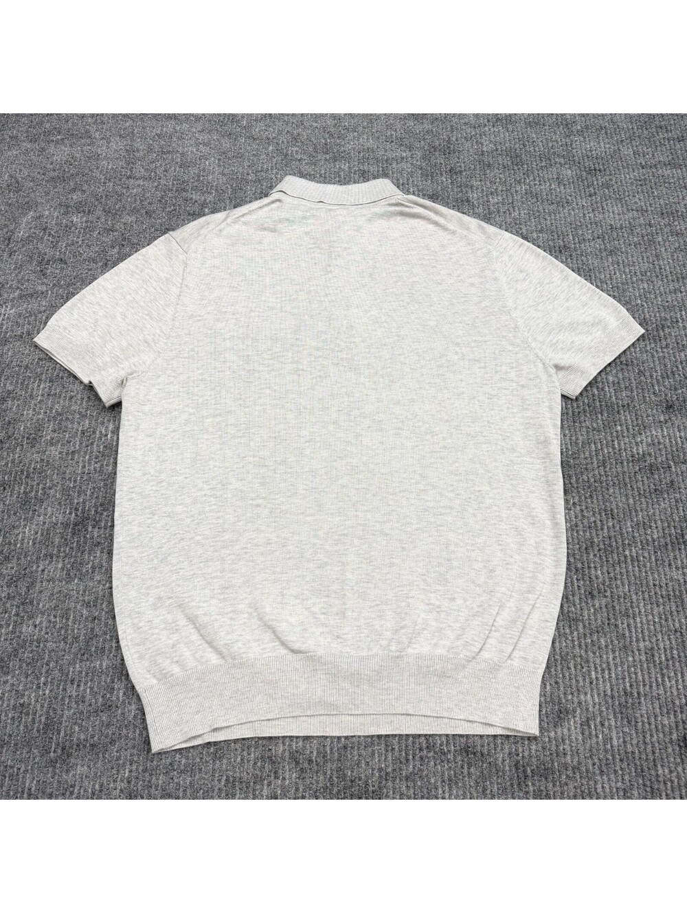 SuitSupply Polo Shirt Mens Large Gray Grey Silk Cotton Short Sleeve Stretch - Picture 3 of 9